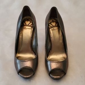 Bronze Peep-toe Pumps